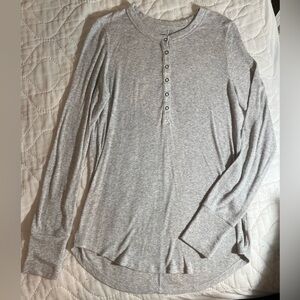 Aerie Grey Button Long Sleeve
